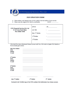 PAN UPDATION FORM