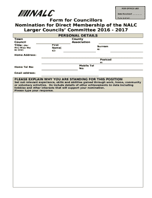 Form for Councillors