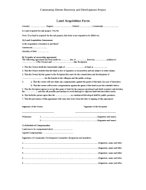 Land Acquisition Form