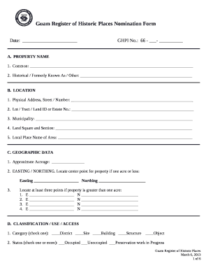 guam register of historic places Doc Template pdfFiller