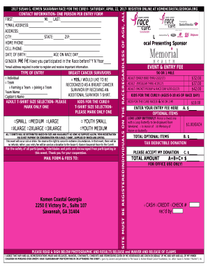 KOMEN SAVANNAH RACE FOR THE CURE- SATURDAY, APRIL 22, 2017- REGISTER ONLINE AT KOMENCOASTALGEORGIA