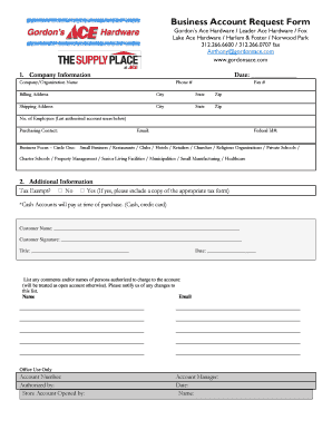 Business Account Request Form