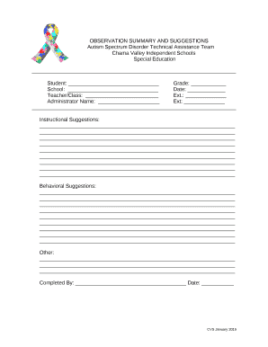 OBSERVATION SUMMARY AND SUGGESTIONS