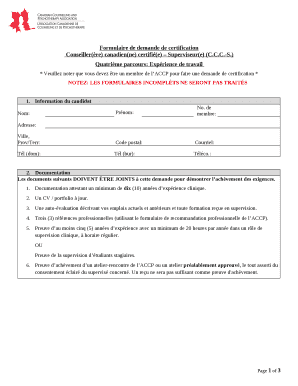 Remplissable Formulaire de demande de certification