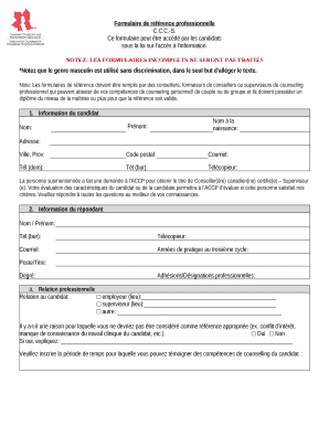 Remplissable Formulaire de rfrence professionnelle