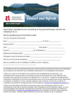Mise en candidature pour le Prix Northern Lights