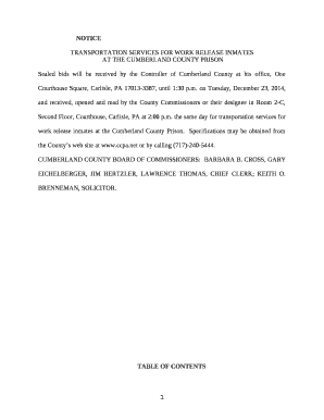 TRANSPORTATION SERVICES FOR WORK RELEASE INMATES