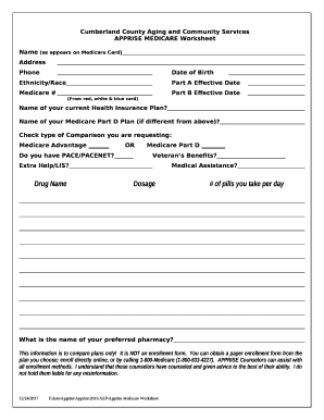 APPRISE MEDICARE Worksheet