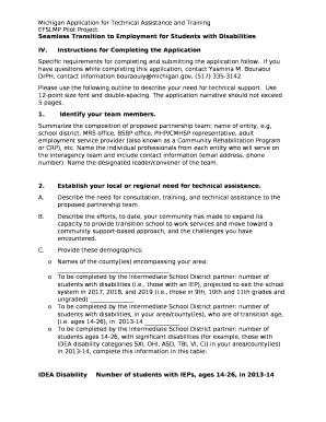 Specific requirements for completing and submitting the application follow