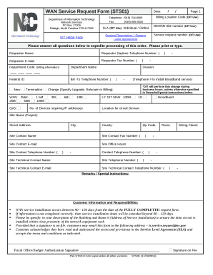 WAN Service Request Form (STS01)