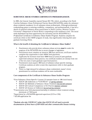 SUBSTANCE ABUSE STUDIES CERTIFICATE PROGRAM (SASCP)
