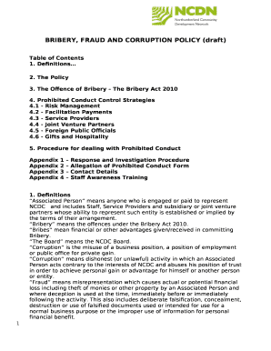 BRIBERY, FRAUD AND CORRUPTION POLICY (draft)