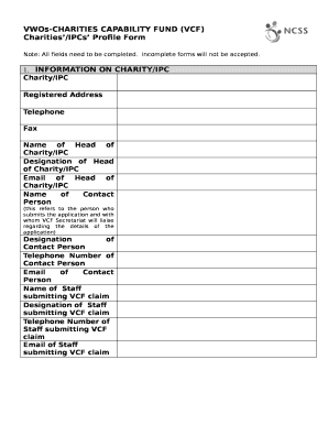 Charities/IPCs Profile Form