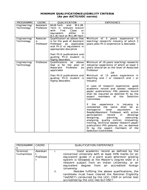 (As per AICTE/UGC norms)