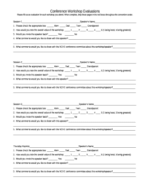 Conference Workshop Evaluations