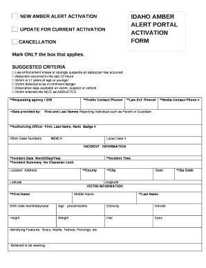 NEW AMBER ALERT ACTIVATIONIDAHO AMBER