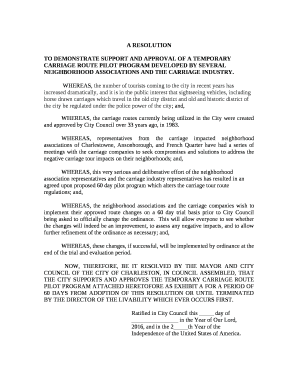 TO DEMONSTRATE SUPPORT AND APPROVAL OF A TEMPORARY CARRIAGE ROUTE PILOT PROGRAM DEVELOPED BY SEVERAL NEIGHBORHOOD ASSOCIATIONS AND THE CARRIAGE INDUSTRY