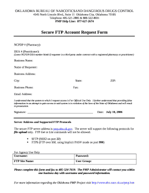 Secure FTP Account Request Form