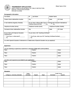 Present Street Address/Box Number template
