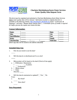 Water Quality Data Request Form