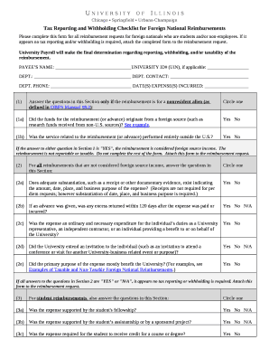 Tax Reporting and Withholding Checklist for Foreign National Reimbursements