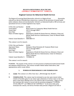 CONTRACT NUMBER R6 FY17 - TEMPLATE