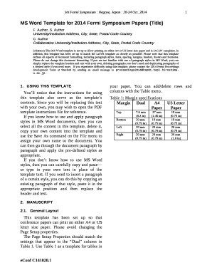 MS Word Template for 2014 Fermi Symposium Papers (Title)