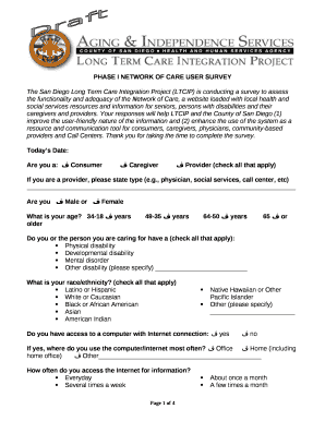 Phase I Network of Care User Survey