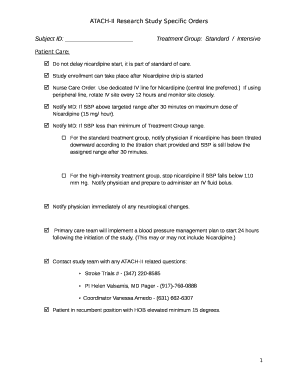 Subject ID: Treatment Group:Standard/Intensive