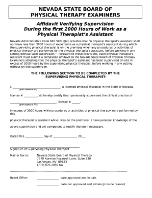 Affidavit Verifying Supervision