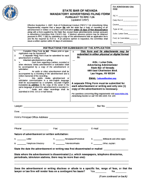 MANDATORY ADVERTISING FILING FORM