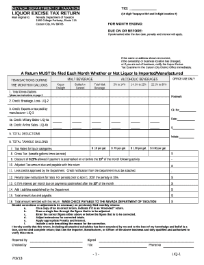 LIQUOR EXCISE TAX RETURN (10 digit Taxpayer ID# and 3 digit location #)