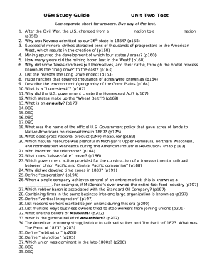 USHStudy GuideUnit Two Test
