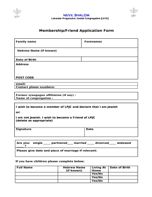 Membership/Friend Application Form