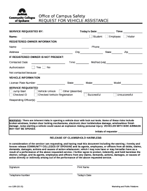 REQUEST FOR VEHICLE ASSISTANCE