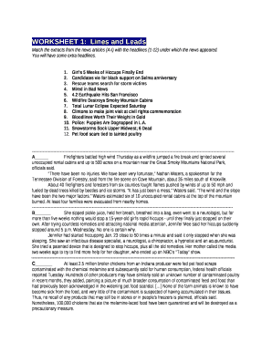 WORKSHEET 1:Lines and Leads