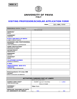 VISITING PROFESSOR/SCHOLAR APPLICATION FORM