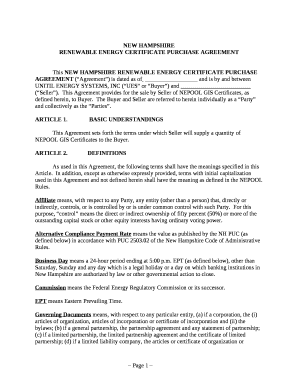 RENEWABLE ENERGY CERTIFICATE PURCHASE AGREEMENT
