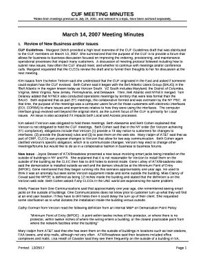 CUF Guidelines - Margaret Detch provided a high level overview of the CUF Guidelines draft that was distributed to the CUF members on March 13, 2007