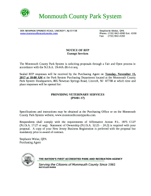 The Monmouth County Park System is soliciting proposals through a Fair and Open process in accordance with the N