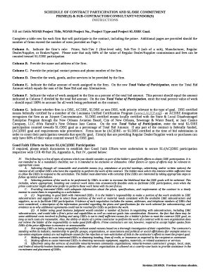 SCHEDULE OF CONTRACT PARTICIPATION AND SL/DBE COMMITMENT
