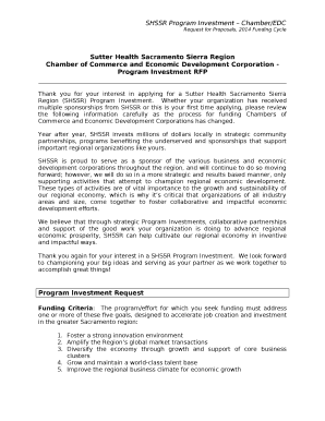 Chamber of Commerce and Economic Development Corporation - Program Investment RFP