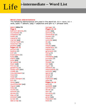 Word class abbreviations