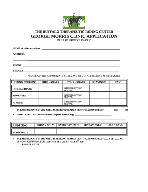 George Morris Clinic Application