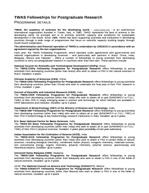 Each year, the TWAS Fellowship Programme, which operates under agreements with governments and national organizations in developing countries and particularly with partners in Brazil, China, India, Malaysia, Mexico and Pakistan offers a