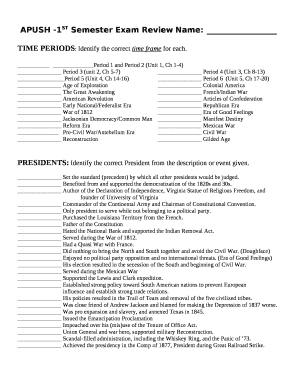 apush 1st semester exam review