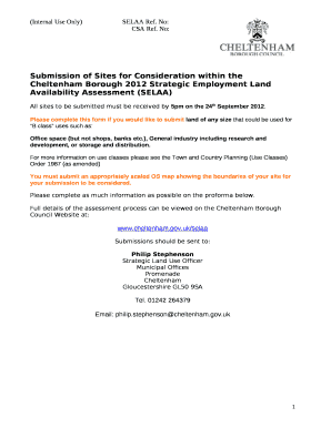Submission of Sites for Consideration within the Cheltenham Borough 2012 Strategic Employment Land Availability Assessment (SELAA)