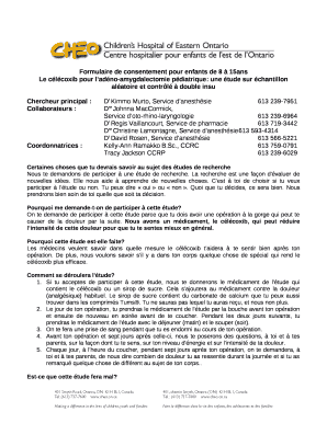 Formulaire de consentement pour enfants de 8 15ans