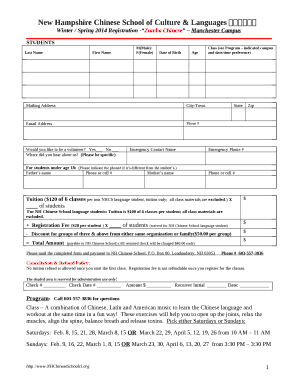 Winter / Spring 2014 Registration -Zumba Chinese Manchester Campus