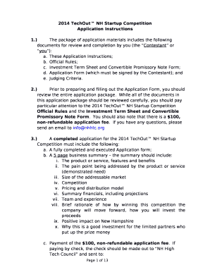) The package of application materials includes the following documents for review and completion by you (the Contestant or you):